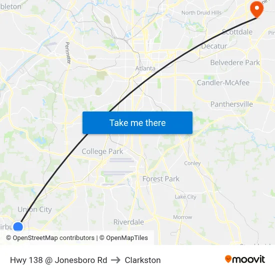 Hwy 138 @ Jonesboro Rd to Clarkston map