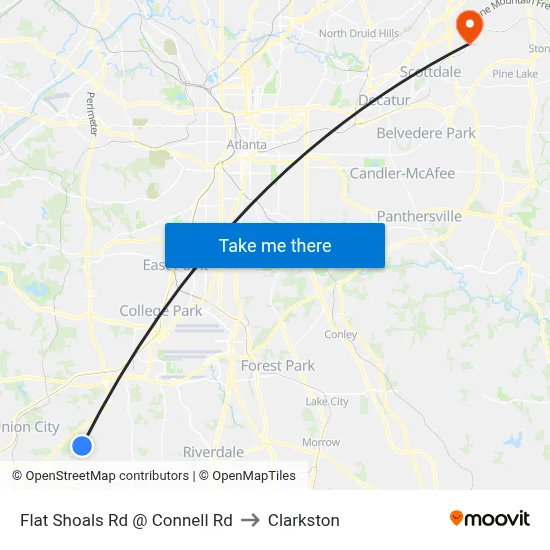 Flat Shoals Rd @ Connell Rd to Clarkston map