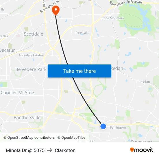 Minola Dr @ 5075 to Clarkston map