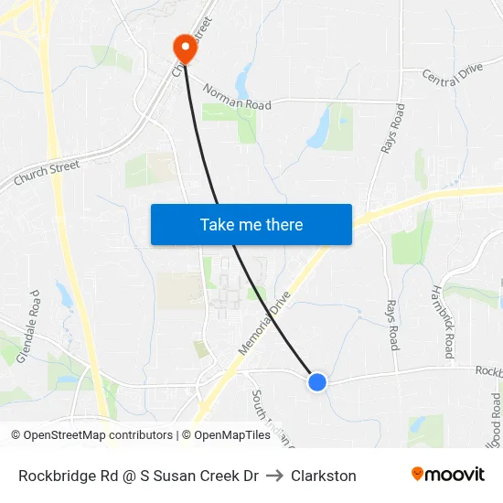 Rockbridge Rd @ S Susan Creek Dr to Clarkston map