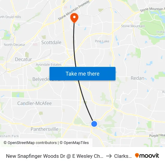 New Snapfinger Woods Dr @ E Wesley Chapel Way to Clarkston map