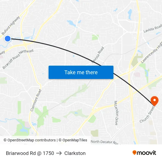 Briarwood Rd @ 1750 to Clarkston map