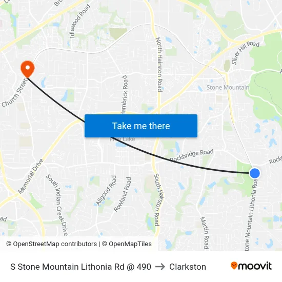 S Stone Mountain Lithonia Rd @ 490 to Clarkston map