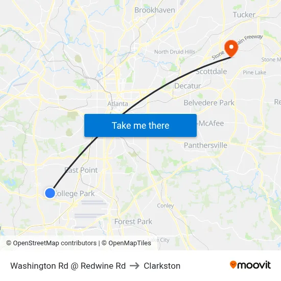 Washington Rd @ Redwine Rd to Clarkston map