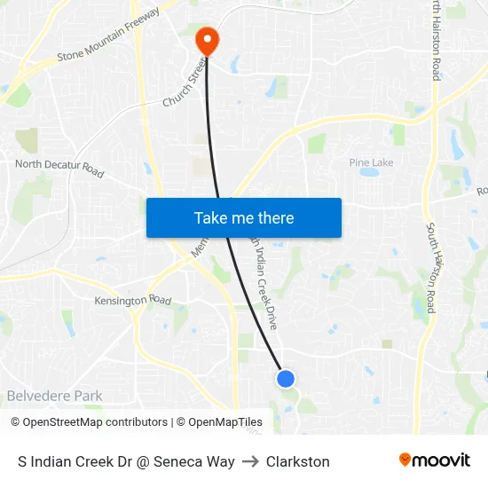 S Indian Creek Dr @ Seneca Way to Clarkston map