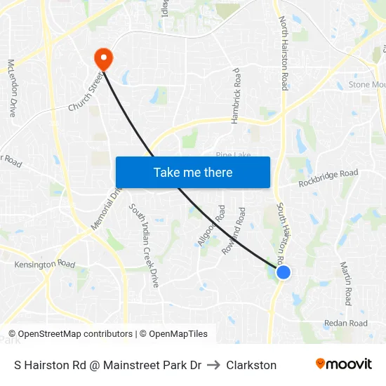 S Hairston Rd @ Mainstreet Park Dr to Clarkston map