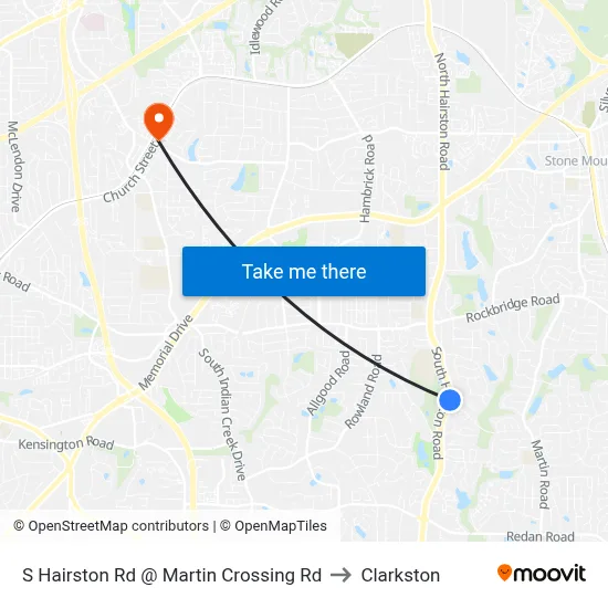 S Hairston Rd @ Martin Crossing Rd to Clarkston map