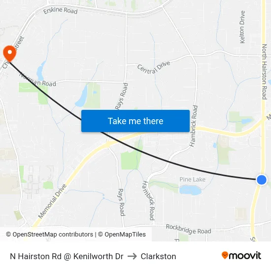 N Hairston Rd @ Kenilworth Dr to Clarkston map