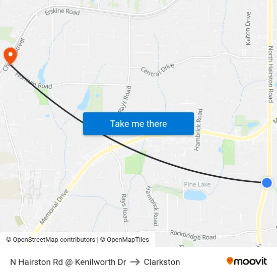 N Hairston Rd @ Kenilworth Dr to Clarkston map