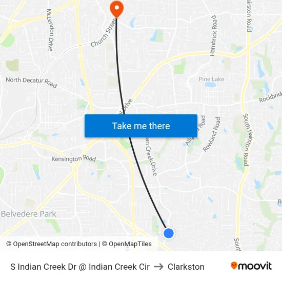 S Indian Creek Dr @ Indian Creek Cir to Clarkston map