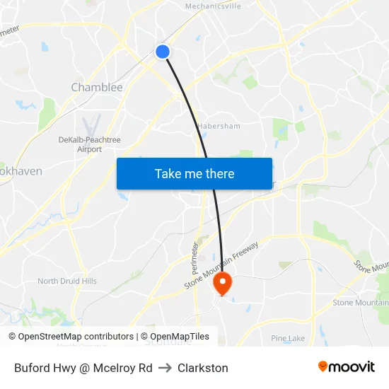 Buford Hwy @ Mcelroy Rd to Clarkston map