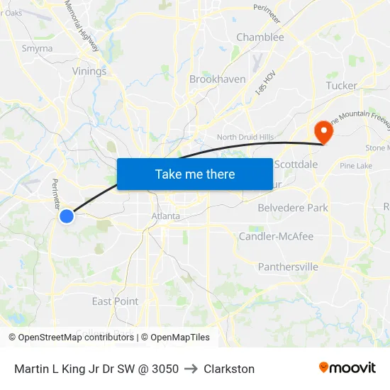 Martin L King Jr Dr SW @ 3050 to Clarkston map