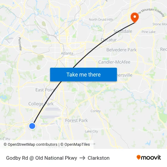 Godby Rd @ Old National Pkwy to Clarkston map
