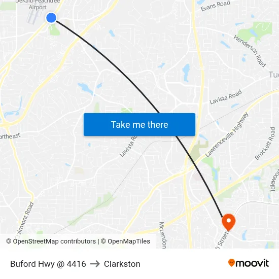 Buford Hwy @ 4416 to Clarkston map