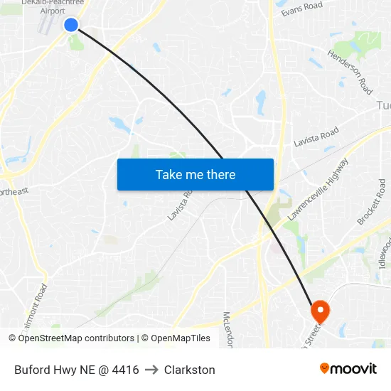 Buford Hwy NE @ 4416 to Clarkston map