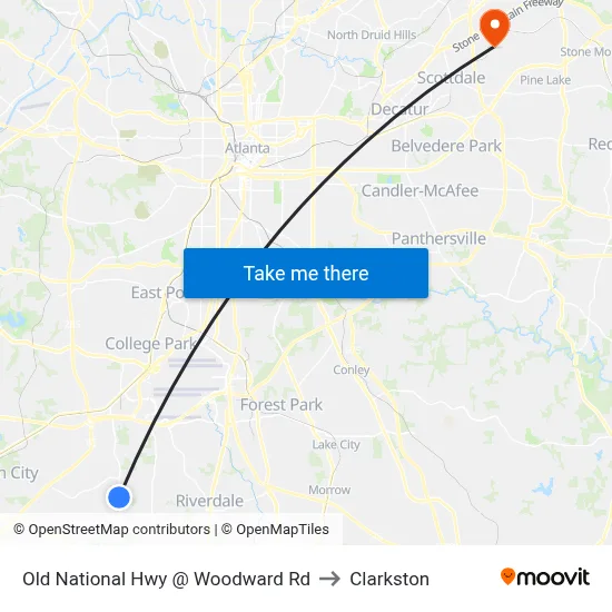 Old National Hwy @ Woodward Rd to Clarkston map