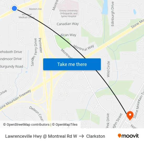 Lawrenceville Hwy @ Montreal Rd W to Clarkston map