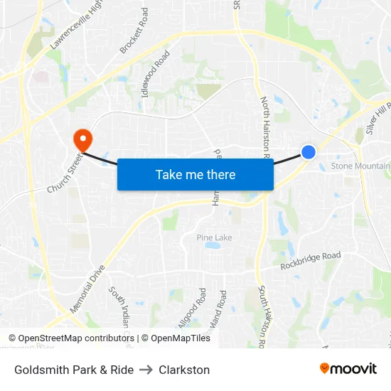 Goldsmith Park & Ride to Clarkston map