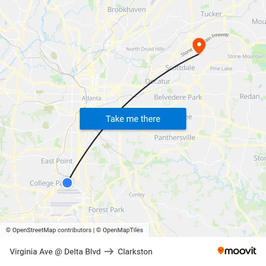 Virginia Ave @ Delta Blvd to Clarkston map