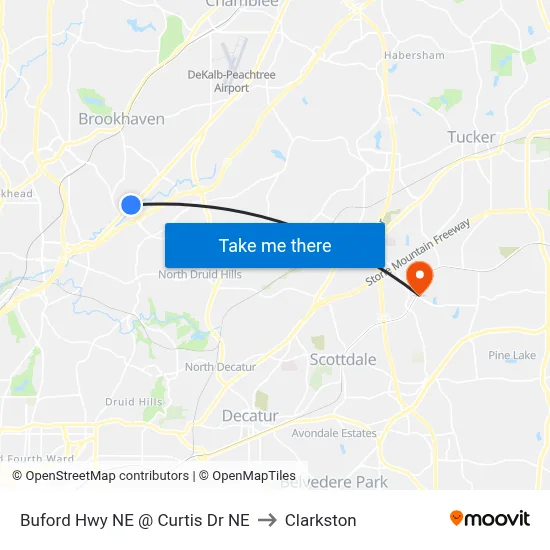 Buford Hwy NE @ Curtis Dr NE to Clarkston map