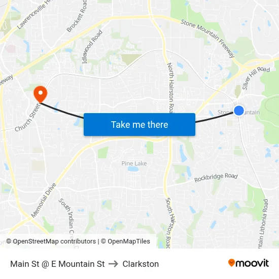 Main St @ E Mountain St to Clarkston map