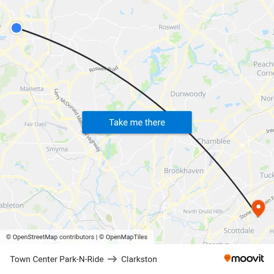 Town Center Park-N-Ride to Clarkston map