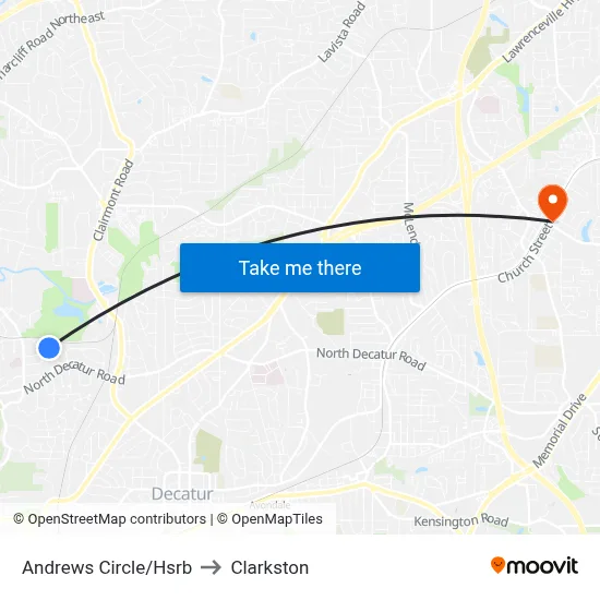 Andrews Circle/Hsrb to Clarkston map