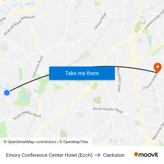 Emory Conference Center Hotel (Ecch) to Clarkston map