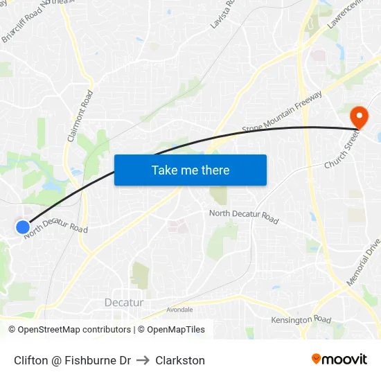 Clifton @ Fishburne Dr to Clarkston map
