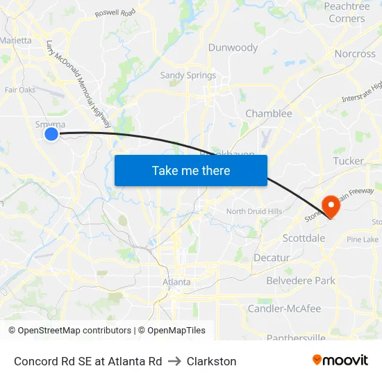 Concord Rd SE at Atlanta Rd to Clarkston map