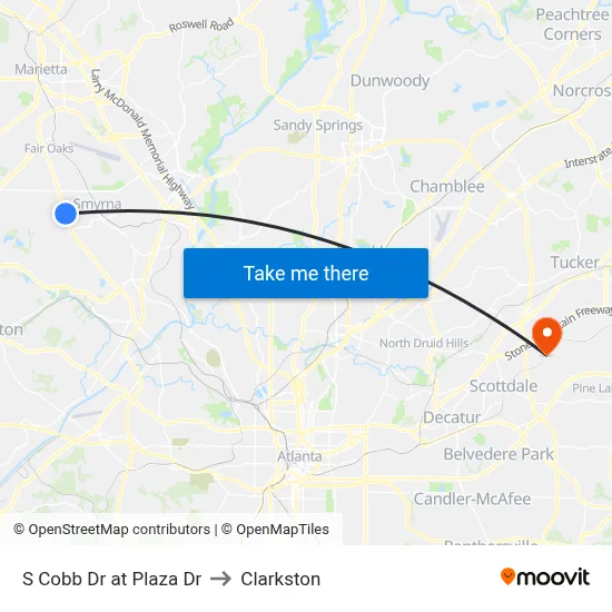 S Cobb Dr at Plaza Dr to Clarkston map