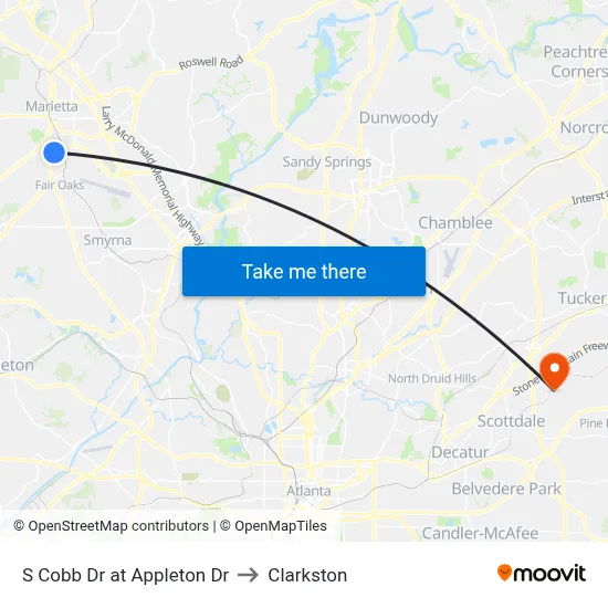 S Cobb Dr at Appleton Dr to Clarkston map