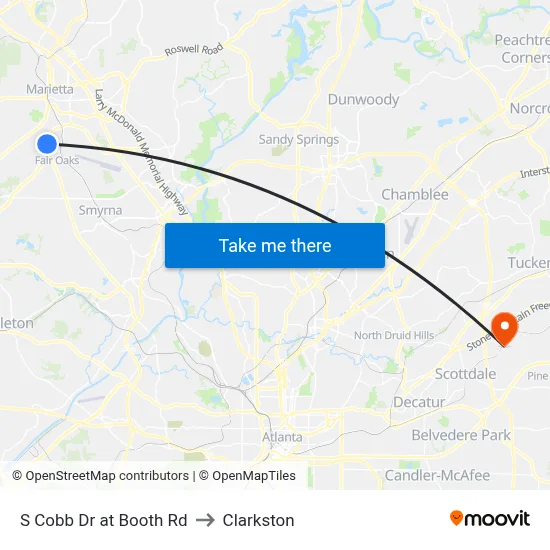 S Cobb Dr at Booth Rd to Clarkston map