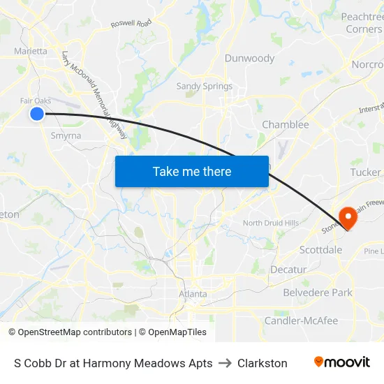 S Cobb Dr at Harmony Meadows Apts to Clarkston map