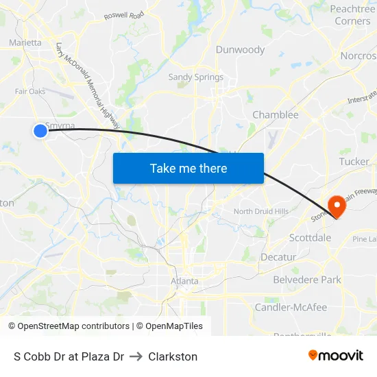 S Cobb Dr at Plaza Dr to Clarkston map