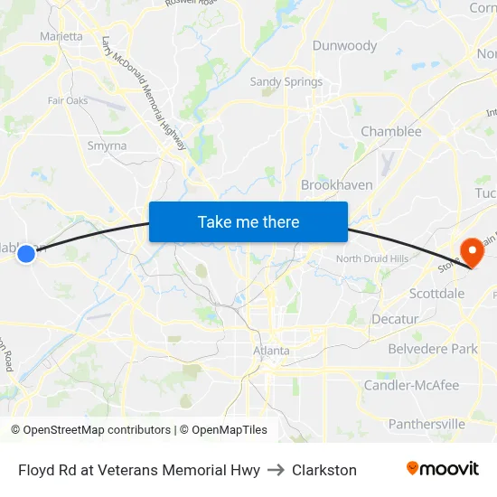 Floyd Rd at Veterans Memorial Hwy to Clarkston map