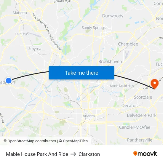 Mable House Park And Ride to Clarkston map