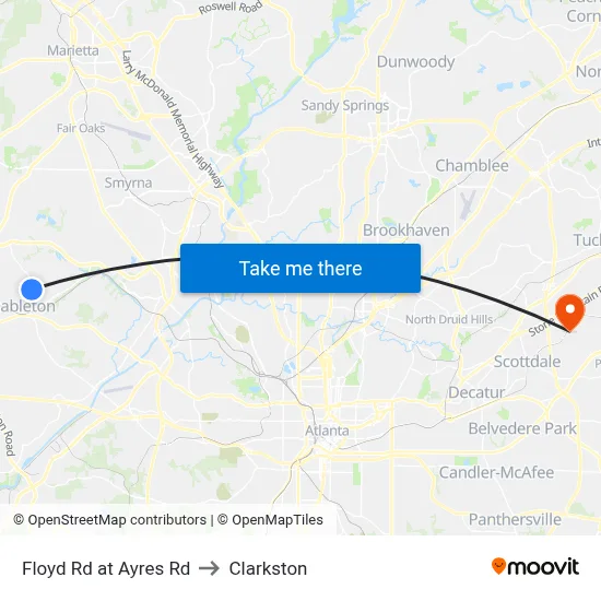Floyd Rd at Ayres Rd to Clarkston map