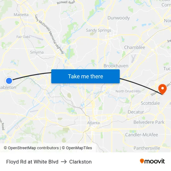 Floyd Rd at White Blvd to Clarkston map