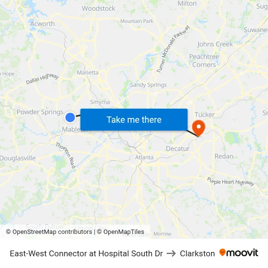 East-West Connector at Hospital South Dr to Clarkston map