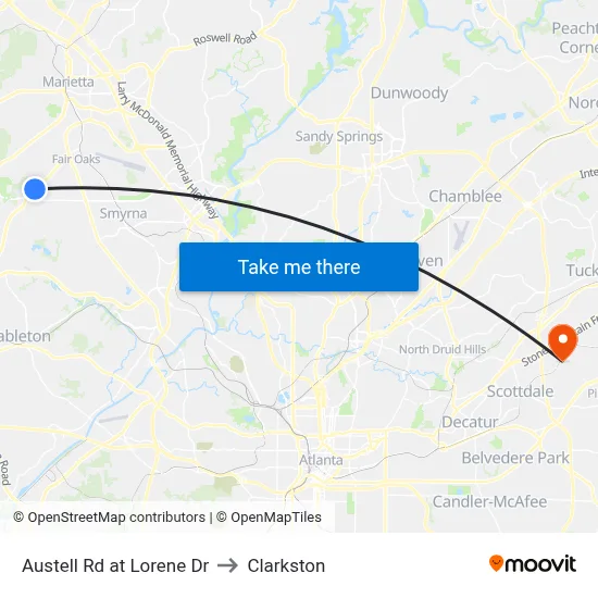 Austell Rd at Lorene Dr to Clarkston map