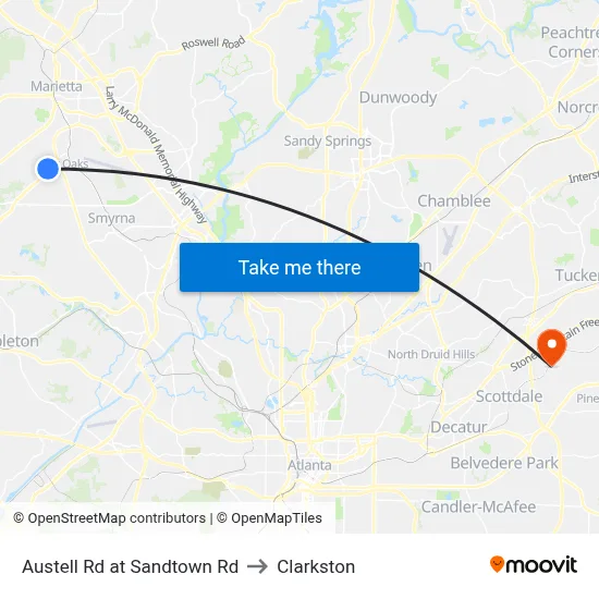 Austell Rd at Sandtown Rd to Clarkston map