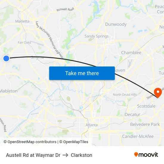 Austell Rd at Waymar Dr to Clarkston map