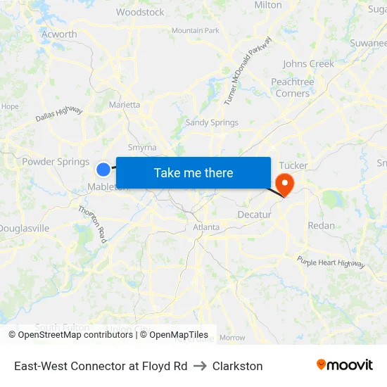 East-West Connector at Floyd Rd to Clarkston map