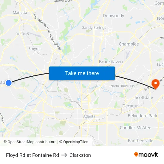 Floyd Rd at Fontaine Rd to Clarkston map