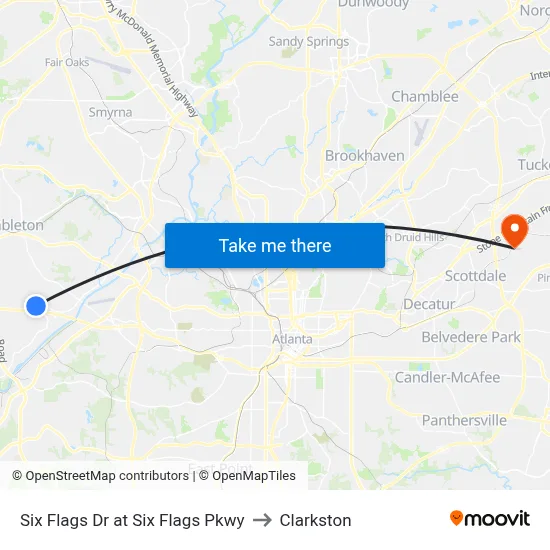 Six Flags Dr at Six Flags Pkwy to Clarkston map