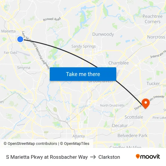S Marietta Pkwy at Rossbacher Way to Clarkston map