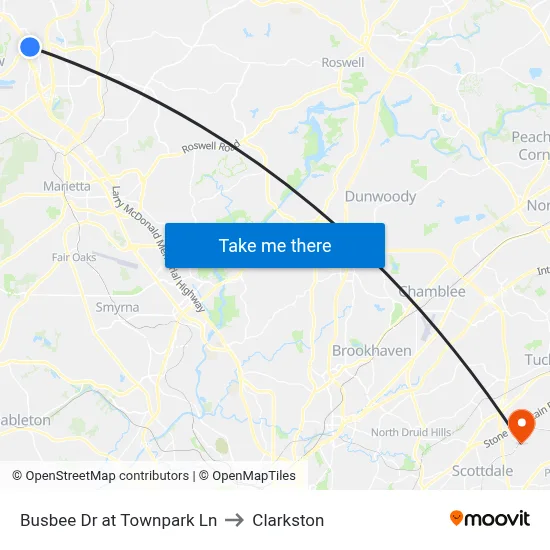 Busbee Dr at Townpark Ln to Clarkston map