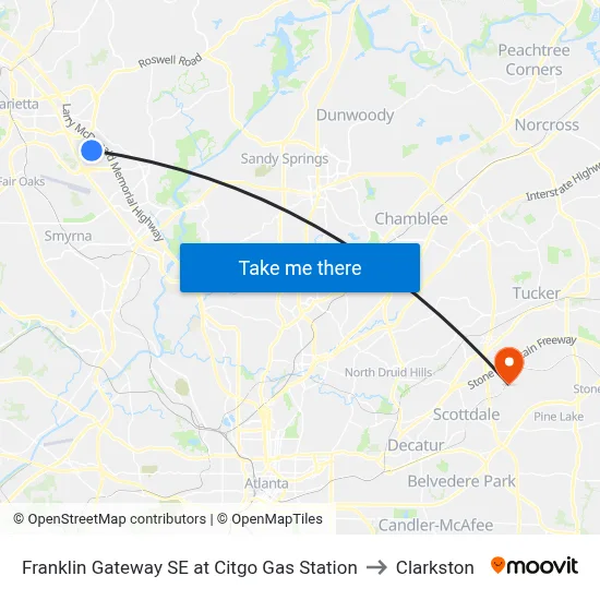 Franklin Gateway SE at Citgo Gas Station to Clarkston map