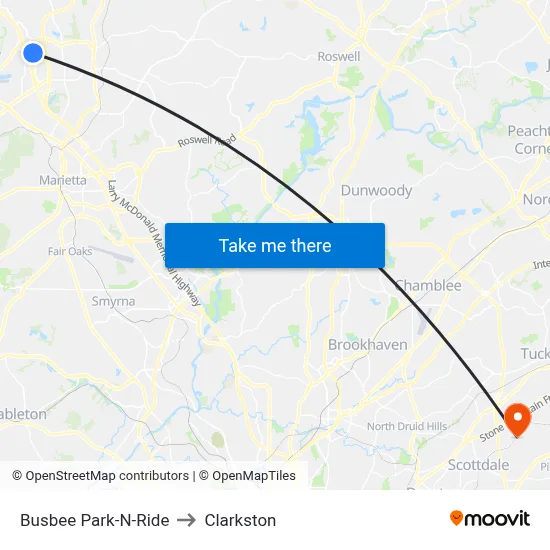 Busbee Park-N-Ride to Clarkston map